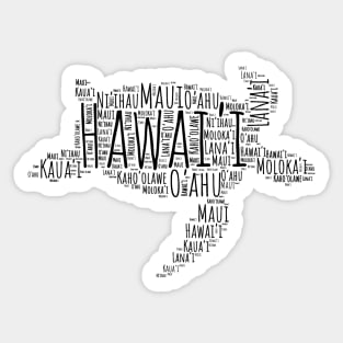 Hawaiian Islands Sea Turtle Word Art Sticker